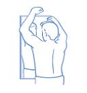 Illusration of a person self-examining themselves in the mirror for signs skin cancer.