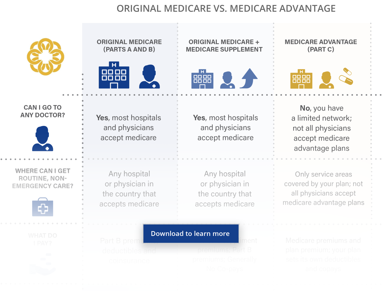 preview image of infographic explaining helpful information when deciding on a Medicare plan, click to download/view pdf file