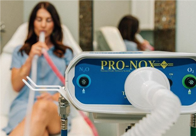 Patient being administered nitrous oxide via the PRO-NOX Nitrous Oxide Delivery System